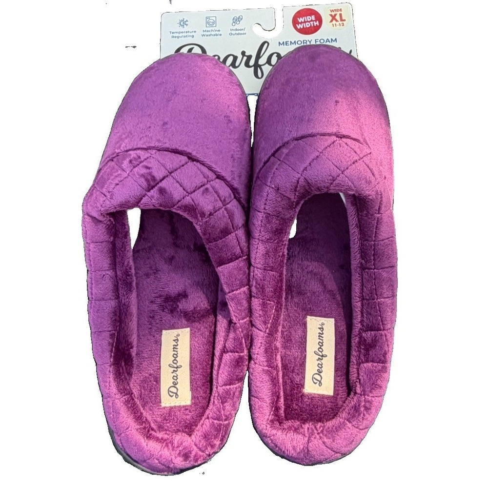 Dearfoams Women's Memory Foam Clog Slippers Purple Wide XL 11-12 Indoor Outdoor